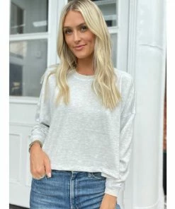 Six Fifty The Boyfriend Crew Sweatshirts & Sweaters Light Heather Grey