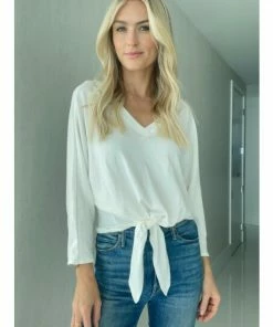 Six Fifty Just Between Us V-Neck Tops Ivory