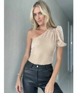 Six Fifty Seasons Greetings Bodysuit Tops Champagne