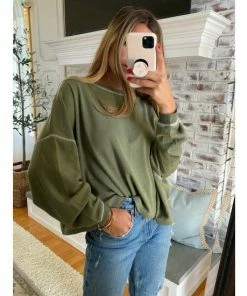 Six Fifty The Boyfriend Crew Sweatshirts & Sweaters Army