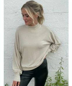 Six Fifty In My Element Mock Neck Tops Taupe