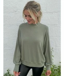 Six Fifty In My Element Mock Neck Tops Olive