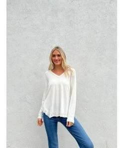 Six Fifty All Is Right Long Sleeve Tops Ivory -Six Fifty Shop unnamed file 298
