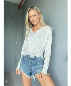 Six Fifty Crowd Favorite Long Sleeve Tops Heather Grey