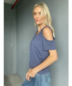 Six Fifty Marley Cutout Tee Tops Heathered Navy -Six Fifty Shop unnamed file 330