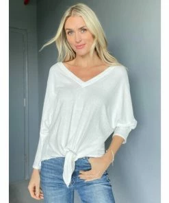 Six Fifty Just Between Us V-neck Tops Ivory