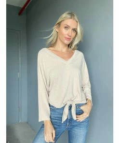 Six Fifty Just Between Us V-Neck Tops Taupe 5 Six Fifty Just Between Us V-Neck Tops Taupe -Six Fifty Shop unnamed file 346