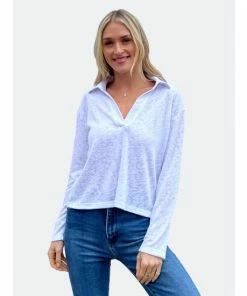 Six Fifty Too Late Long Sleeve Tops White