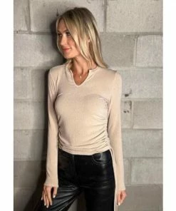 Six Fifty Love Struck Long Sleeve Tops Taupe