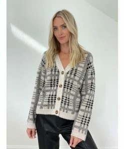 Six Fifty Rory Cardigan - Latte/Black Sweatshirts & Sweaters
