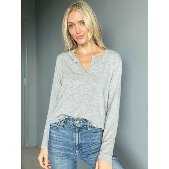 Six Fifty Easy Days Henley Tops Heather Grey 1 Six Fifty Easy Days Henley Tops Heather Grey