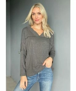 Six Fifty Simple Things Long Sleeve Tops Charcoal