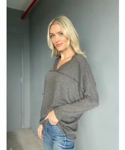 Six Fifty Simple Things Long Sleeve Tops Charcoal -Six Fifty Shop unnamed file 527