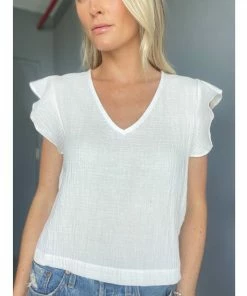 Six Fifty The Flutter Top Tops White -Six Fifty Shop unnamed file 556