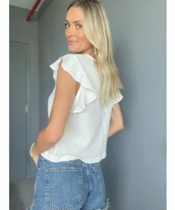 Six Fifty The Flutter Top Tops White -Six Fifty Shop unnamed file 557