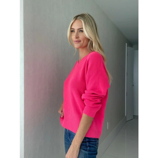 Six Fifty Ashlyn V-neck Sweater Sweatshirts & Sweaters Hot Pink 3 Six Fifty Ashlyn V-neck Sweater Sweatshirts & Sweaters Hot Pink - Image 3