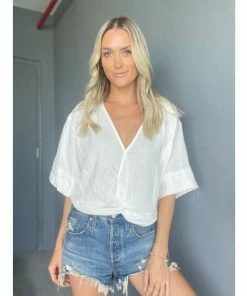 Six Fifty The Gauze Twist Top Tops White