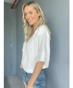 Six Fifty The Gauze Twist Top Tops White -Six Fifty Shop unnamed file 593