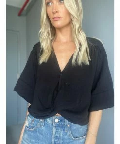 Six Fifty The Gauze Twist Top Tops Black