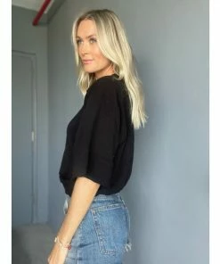 Six Fifty The Gauze Twist Top Tops Black -Six Fifty Shop unnamed file 614