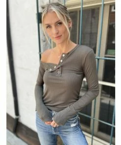 Six Fifty Happy Hour Henley Tops Olive