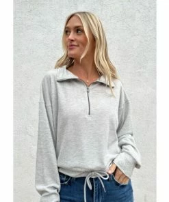 Six Fifty Quincy Quarter Zip Sweatshirts & Sweaters Grey