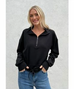 Six Fifty Quincy Quarter Zip Sweatshirts & Sweaters Black