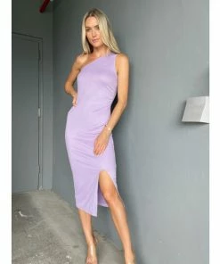 Six Fifty The Everly One Shoulder Midi Dresses Purple