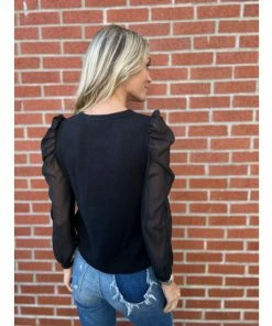 Six Fifty Sheer Sleve Top Tops Black 5 Six Fifty Sheer Sleve Top Tops Black -Six Fifty Shop unnamed file 687