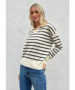 Six Fifty Carry On Collared Sweater Sweatshirts & Sweaters Ivory/navy