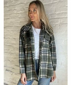 Six Fifty Beg To Differ Shacket Coats, Jackets & Blazers Green Plaid