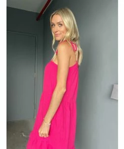 Six Fifty The Gauze Midi Dresses Hot Pink