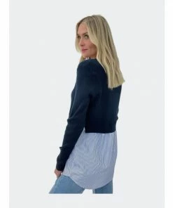 Six Fifty Leena Mixed Media Sweater - Navy Sweatshirts & Sweaters 5 Six Fifty Leena Mixed Media Sweater - Navy Sweatshirts & Sweaters -Six Fifty Shop unnamed file 83