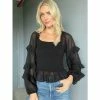 Six Fifty Maya Ruffle Sleeve Top  Tops Black