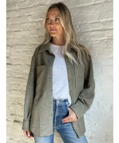 Six Fifty West Coast Shacket Coats, Jackets & Blazers Olive