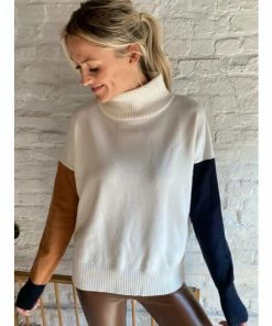 Six Fifty Coffee Date Turtleneck Tops Cream Multi